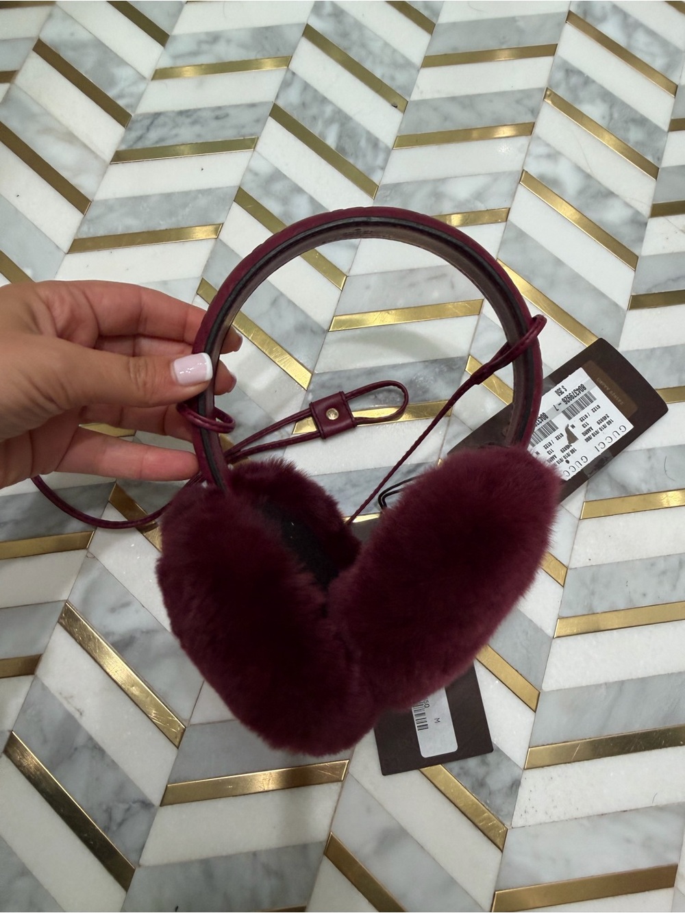 Gucci Burgundy Faux Fur Ear Muffs